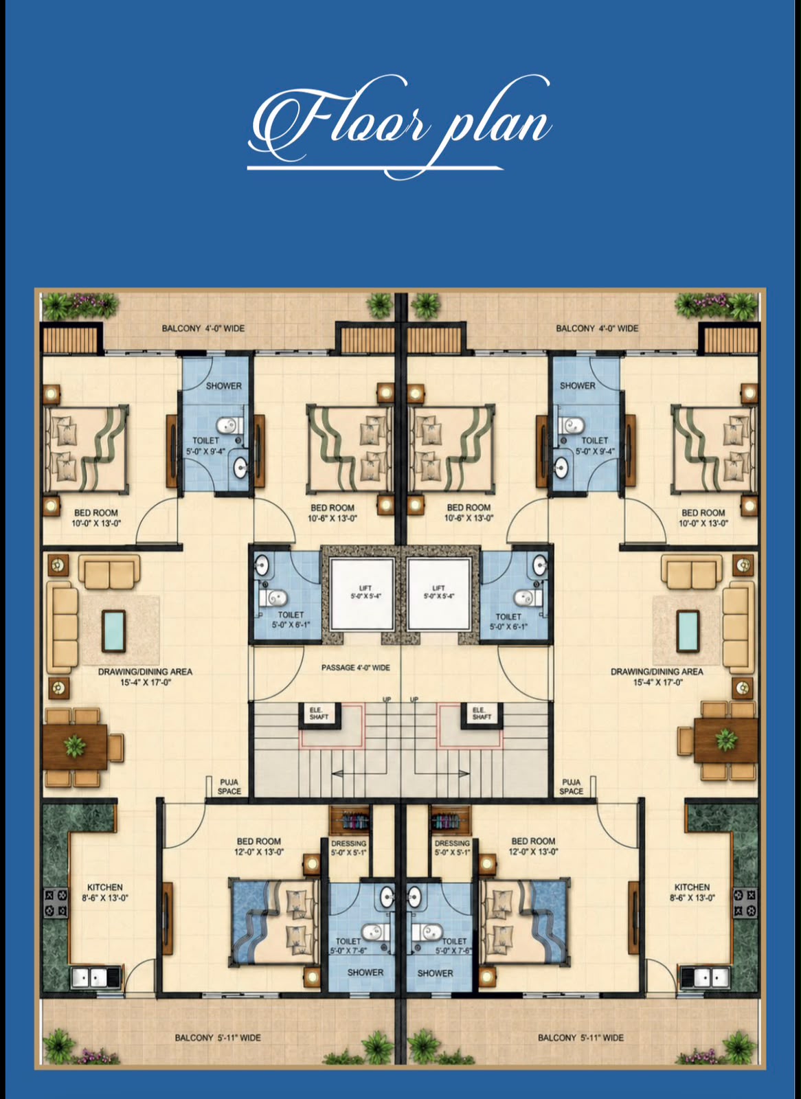 Floor Plan — 3BHK Premium Floor